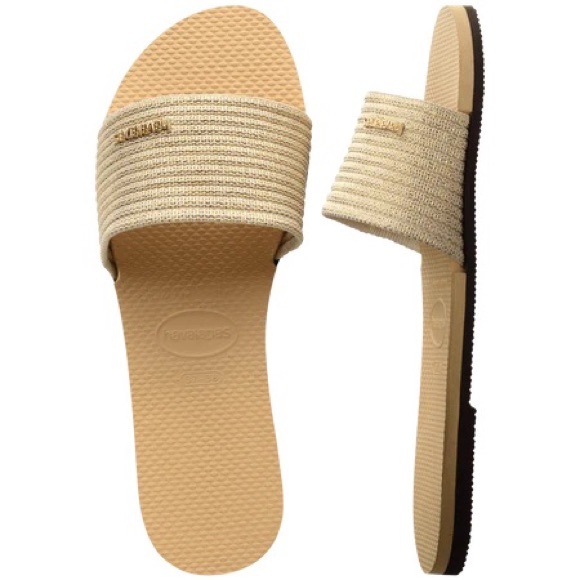 Havaianas Shoes Women’s 7.5 You Malta Metallic Sandals Slides - Picture 1 of 9